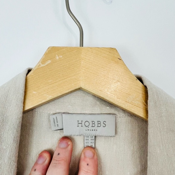 Hobbs Beige Linen Blend Sleeveless Tie Waist Button Up Shirt Dress UK 14 - Picture 6 of 16